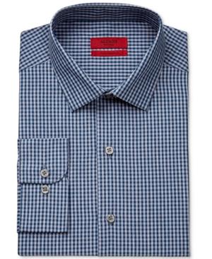 Alfani Men's Performance Stretch Easy Care Dark Mallard Gingham Dress Shirt, Only At Macy's