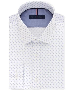 Tommy Hilfiger Men's Slim Fit Blue Print Dress Shirt