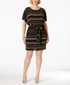 Sl Fashions Plus Size Printed Glitter-knit Dress