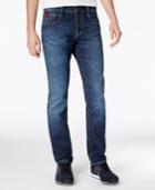 Armani Exchange Men's Paint-splatter Slim-fit Stretch Dark Wash Jeans