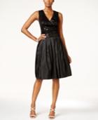 Sl Fashions Sequined V-neck Taffeta Party Dress