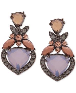 Jenny Packham Hematite-tone Crystal Clip-on Drop Earrings