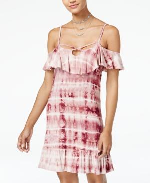 American Rag Juniors' Tie-dyed Cold-shoulder Dress, Created For Macy's