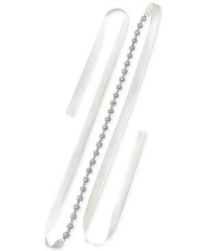 Jewel Badgley Mischka Silver-tone Crystal Cluster & Ribbon Sash