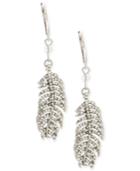Lonna & Lilly Silver-tone Pave Feather Drop Earrings