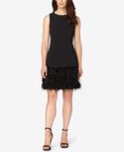 Tahari Asl Crepe Faux-feather Drop-waist Dress