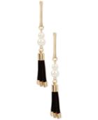 Inc International Concepts Gold-tone Imitation Pearl Faux Suede Drop Earrings, Only At Macy's
