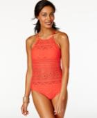 Kenneth Cole Reaction Crochet High-neck One-piece Swimsuit Women's Swimsuit