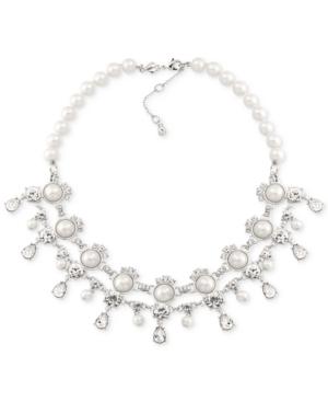 Carolee Silver-tone Imitation Pearl And Crystal Collar Necklace