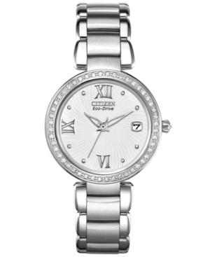 Citizen Women's Eco-drive Diamond Accent Stainless Steel Bracelet Watch 33mm Eo1100-57a