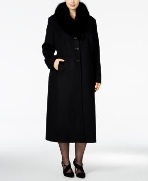 Forecaster Plus Size Fox-fur-collar Maxi Coat, Only At Macy's