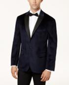 Ryan Seacrest Distinction Slim-fit Navy Windowpane Velvet Sport Coat, Created For Macy's