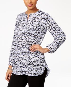 Jm Collection Printed Henley Top, Only At Macy's