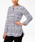 Jm Collection Printed Henley Top, Only At Macy's