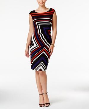 Tommy Hilfiger Chevron-print Ruched Sheath Dress