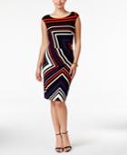 Tommy Hilfiger Chevron-print Ruched Sheath Dress
