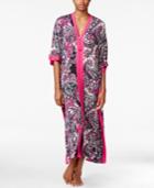 Ellen Tracy Contrast-trimmed Printed Caftan