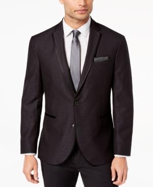 Kenneth Cole Reaction Men's Slim-fit Stretch Black Jacquard Dinner Jacket