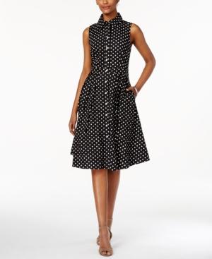 Jessica Howard Petite Polka-dot Sleeveless Shirtdress