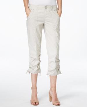 Inc International Concepts Petite Ruched-leg Cargo Capri Pants, Only At Macy's