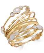 Inc International Concepts Gold-tone White Stone Bangle Bracelet