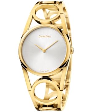 Calvin Klein Women's Swiss Round Gold Pvd Stainless Steel Bracelet Watch 33mm K5u2s546