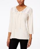 Style & Co. Lace-trim Peasant Top, Only At Macy's