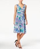 Connected Sleeveless Printed Fit & Flare Dress