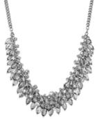Abs By Allen Schwartz Silver-tone Clear Bead Cluster Frontal Necklace