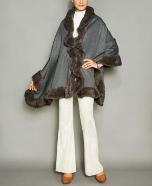 The Fur Vault Knitted Mink-fur-trim Wool-blend Cape