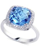 Effy Blue Topaz (5-3/4 Ct. T.w.) & Diamond (1/4 Ct. T.w.) Ring In 14k White Gold