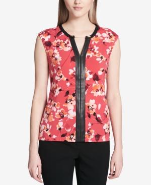 Calvin Klein Faux-leather-trim Top