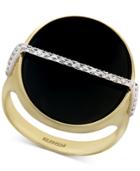 Eclipse By Effy Black Onyx (20mm) And Diamond (1/10 Ct. T.w.) Statement Ring In 14k Gold