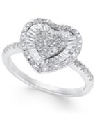 Diamond Heart Miracle Plate Ring (3/8 Ct. T.w.) In 14k White Gold