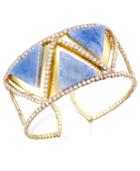 Macy's Gold-tone Blue Triangle Stone Pave Cuff Bracelet