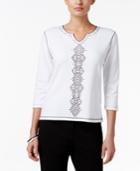 Alfred Dunner Petite Casual Friday Embellished Top