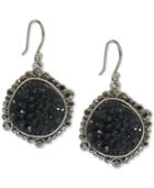 Lucky Brand Silver-tone Pave & Druzy Stone Drop Earrings