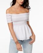 Guess Smocked Off-the-shoulder Top
