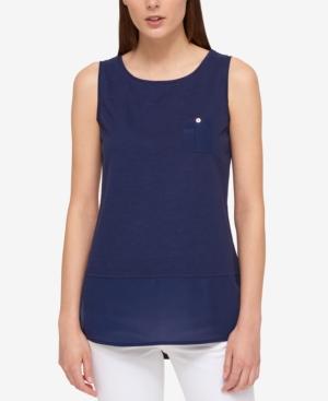 Tommy Hilfiger Mixed-media High-low Top, Only At Macy's