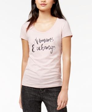 Armani Exchange Cotton Sequin-graphic T-shirt