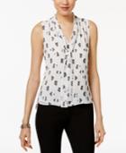 Tommy Hilfiger Printed Tie-neck Top