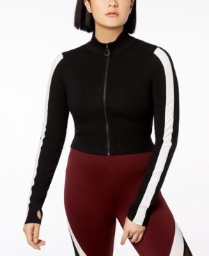 Material Girl Juniors' Varsity Cropped Zip-up Jacket, Created For Macy's