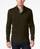 Tricots St. Raphael Men's Faux Sherpa Trim Cable-knit Mock Neck Sweater