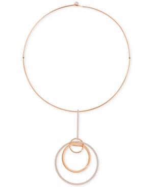 Swarovski Rose Gold-tone Pave Multi-circle Statement Necklace