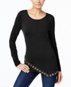 Inc International Concepts Asymmetrical Grommet-trim Tunic, Only At Macy's