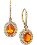 Fire Opal (2-1/10 Ct. T.w.) And Diamond (1 Ct. T.w.) Drop Earrings In 18k Gold