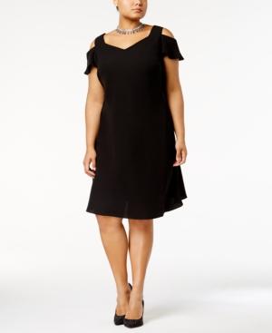 Sl Fashions Plus Size Cold-shoulder A-line Dress