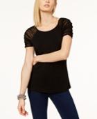 Inc International Concepts Ruched Illusion-sleeve Top, Created For Macy's