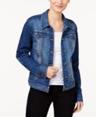 Style & Co Embroidered Denim Jacket, Created For Macy's