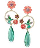 Kate Spade New York Gold-tone Multi-stone Hummingbird & Flower Drop Earrings